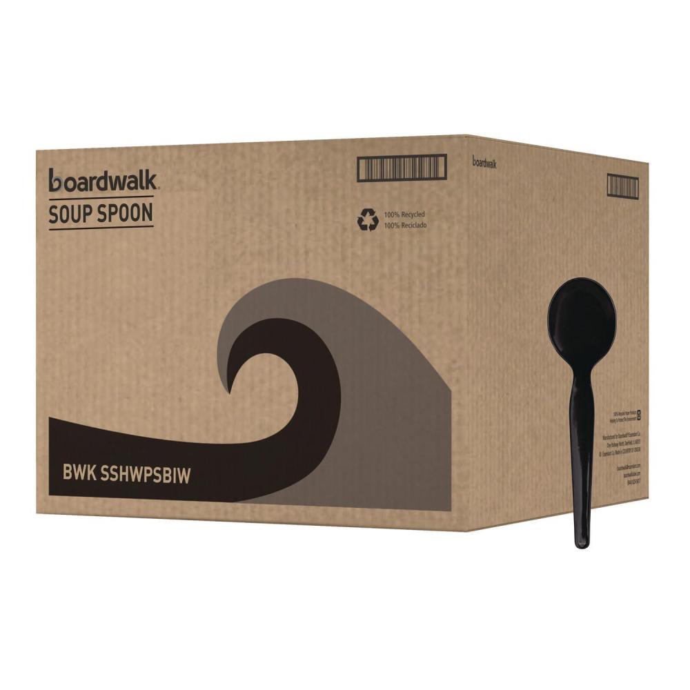 image:imageBoardwalk Heavyweight Wrapped Polystyrene Cutlery Soup Spoon Black 1000Carton