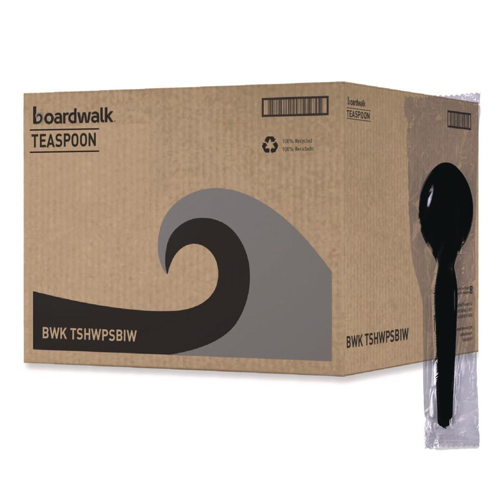 image:imageBoardwalk Heavyweight Wrapped Polystyrene Cutlery Teaspoon Black 1000Carton