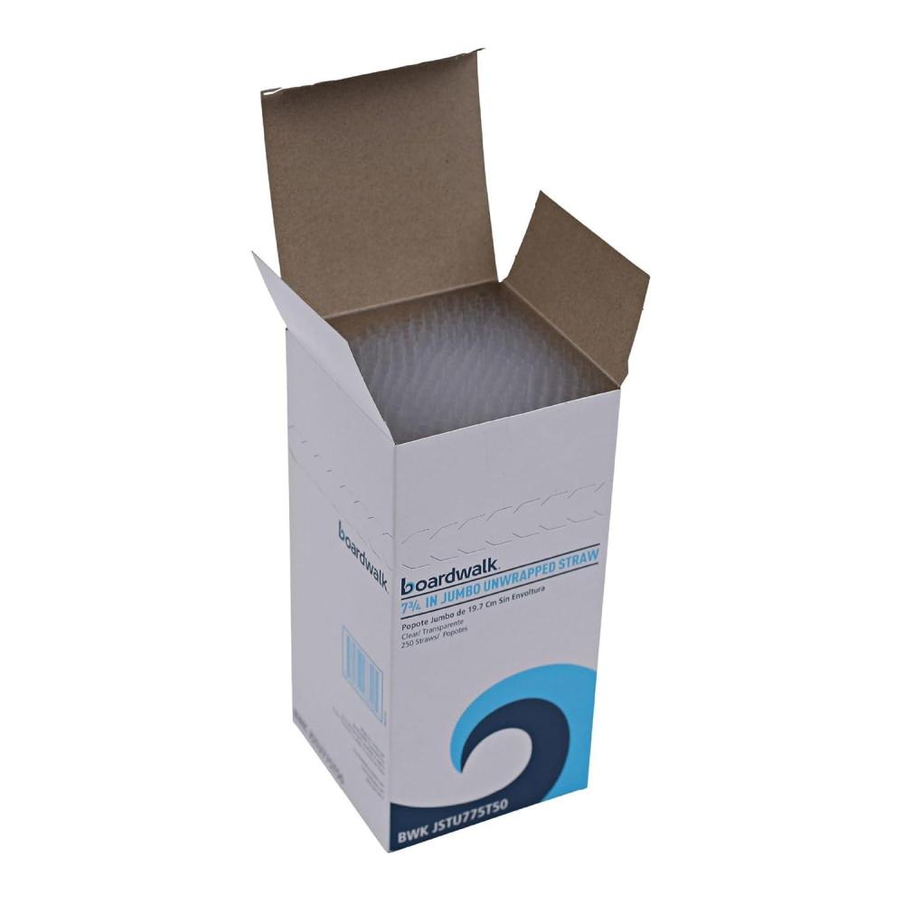 image:imageBoardwalk JSTU775T50 Jumbo Straws 7 34 Plastic Translucent Unwrapped Pack of 250 Case of 50 Packs