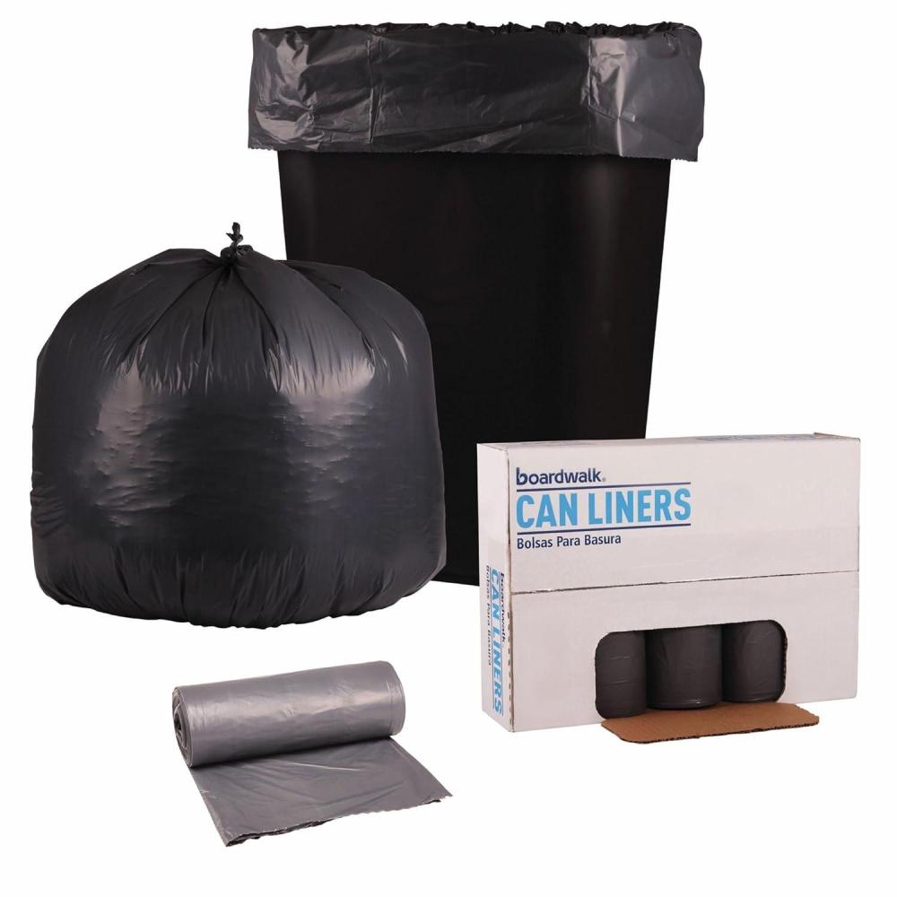 image:imageBoardwalk LowDensity Waste Can Liners 60 gal 095 mil 38 x 58 Gray 25 BagsRoll 4 RollsCartonGray