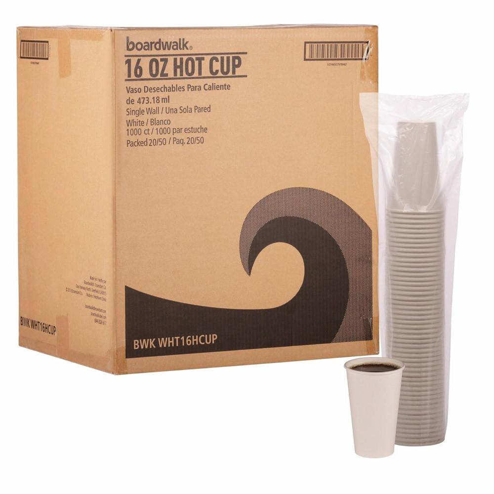 image:imageBoardwalk Paper Hot Cups 16 oz White 20 CupsSleeve 50 SleevesCarton