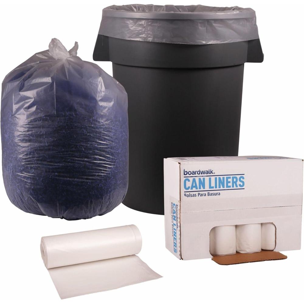 image:imageBoardwalk Recycled LowDensity Polyethylene Can Liners 60 Gallon Garbage Bags 11 mil 38 x 58 Clear 10 BagsRoll 10 RollsCarton1 Count Pack of 1