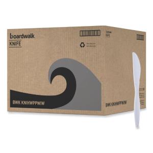Boardwalk Heavyweight Wrapped Polypropylene Cutlery, Knife, White, 1,000/Carton
