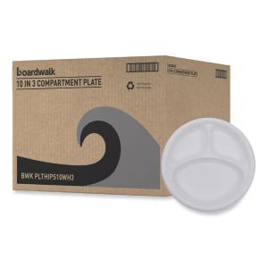 Boardwalk Hi-Impact Plastic Dinnerware, Plate, 3-Compartment, 10″ dia, White, 500/Carton
