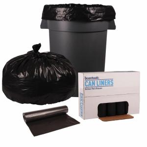 Boardwalk Recycled Low-Density Polyethylene Can Liners, 60 Gallon Garbage Bags, 1.8 mil, 38″ x 58″, Black, 10 Bags/Roll, 10 Rolls/Carton