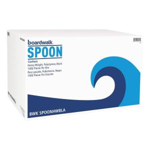 Boardwalk SPOONHWBLA Heavyweight Polystyrene Cutlery, Teaspoon, Black (Case of 1000)