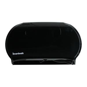Boardwalk R4070BKBW 20.25 in. x 6 in. x 12.25 in. Jumbo Twin Toilet Tissue Dispenser – Black