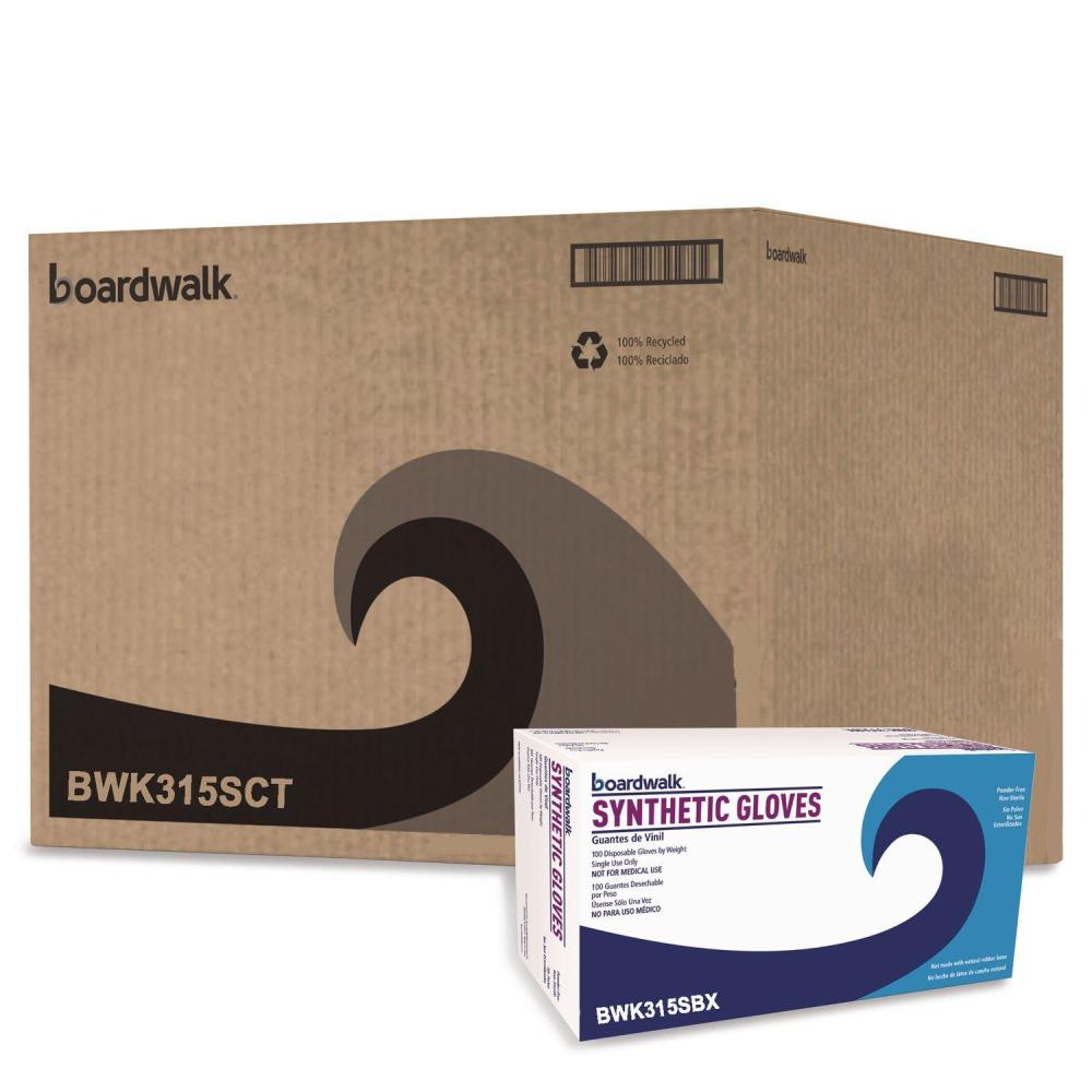 image:imageBoardwalk BWK315SCT PowderFree Synthetic Vinyl Glove 4 mil Synthetic Small Cream Pack of 1000