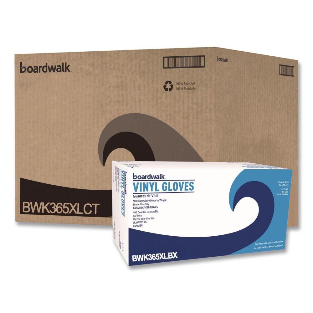 image:imageBoardwalk BWK365XLCT General Purpose Vinyl Glove 235 mil Vinyl XL Clear Pack of 1000